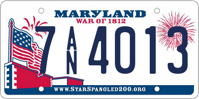 MD license plate 7AN4013