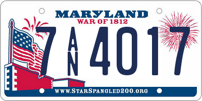 MD license plate 7AN4017