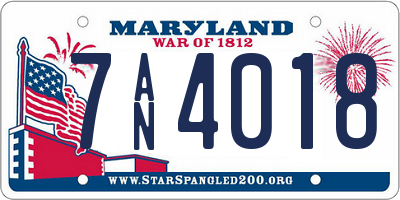 MD license plate 7AN4018