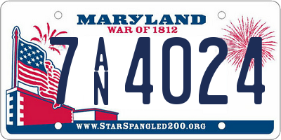 MD license plate 7AN4024