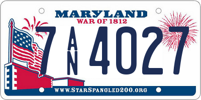 MD license plate 7AN4027