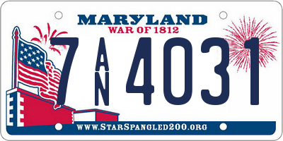 MD license plate 7AN4031