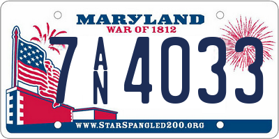 MD license plate 7AN4033