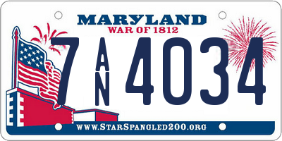 MD license plate 7AN4034