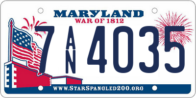 MD license plate 7AN4035