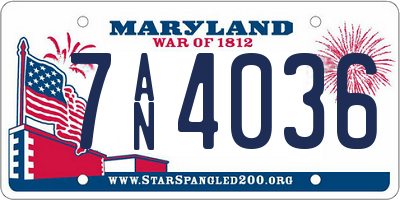 MD license plate 7AN4036