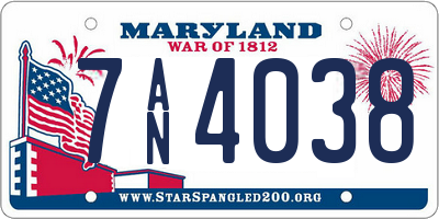 MD license plate 7AN4038