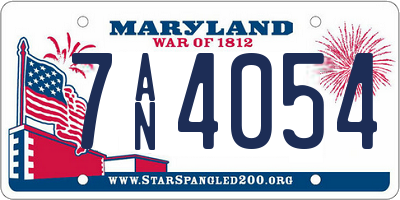 MD license plate 7AN4054