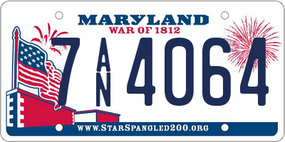 MD license plate 7AN4064