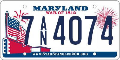 MD license plate 7AN4074