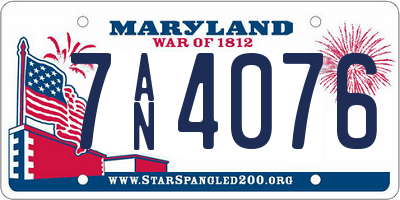 MD license plate 7AN4076