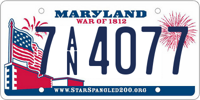 MD license plate 7AN4077