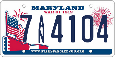 MD license plate 7AN4104