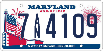 MD license plate 7AN4109