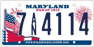 MD license plate 7AN4114