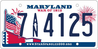 MD license plate 7AN4125