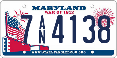 MD license plate 7AN4138