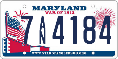 MD license plate 7AN4184
