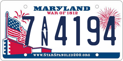MD license plate 7AN4194
