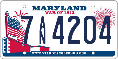 MD license plate 7AN4204