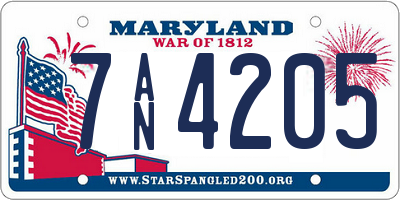 MD license plate 7AN4205
