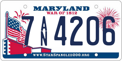 MD license plate 7AN4206