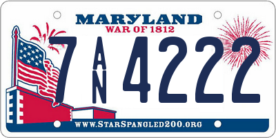 MD license plate 7AN4222