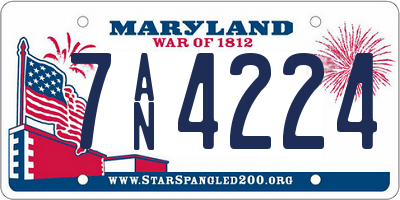 MD license plate 7AN4224