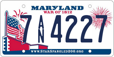 MD license plate 7AN4227
