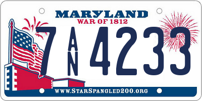 MD license plate 7AN4233