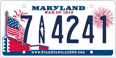 MD license plate 7AN4241