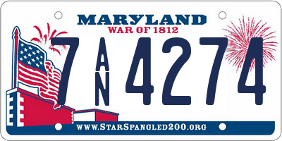 MD license plate 7AN4274