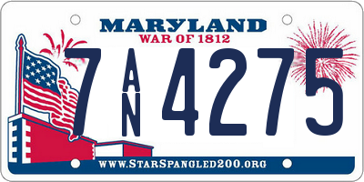 MD license plate 7AN4275