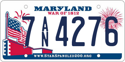 MD license plate 7AN4276
