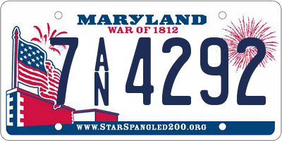 MD license plate 7AN4292