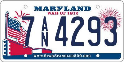 MD license plate 7AN4293