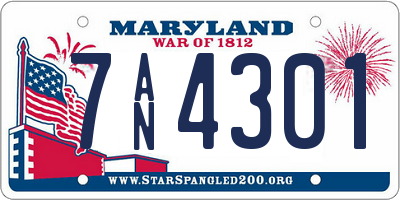 MD license plate 7AN4301