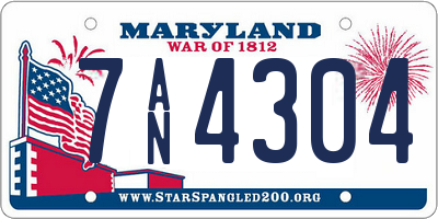 MD license plate 7AN4304