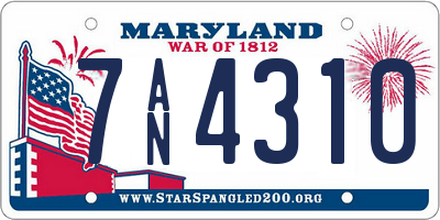 MD license plate 7AN4310