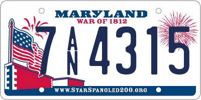 MD license plate 7AN4315