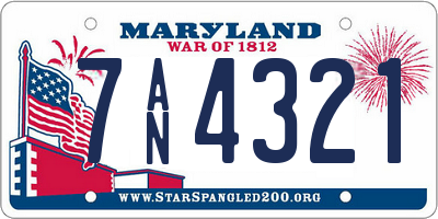 MD license plate 7AN4321