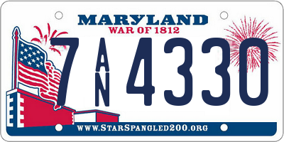 MD license plate 7AN4330