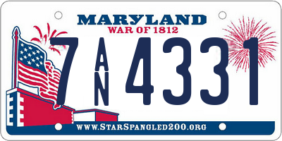 MD license plate 7AN4331