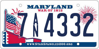 MD license plate 7AN4332