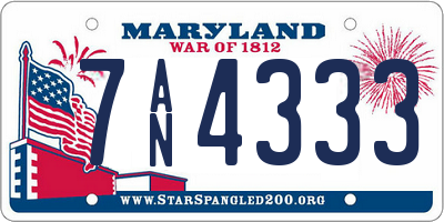 MD license plate 7AN4333