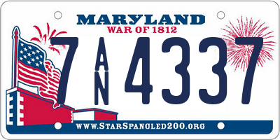MD license plate 7AN4337