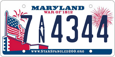 MD license plate 7AN4344