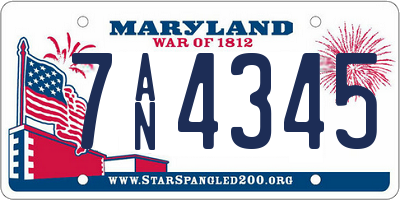 MD license plate 7AN4345