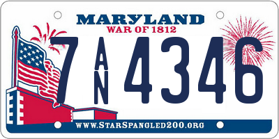 MD license plate 7AN4346