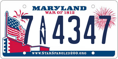 MD license plate 7AN4347